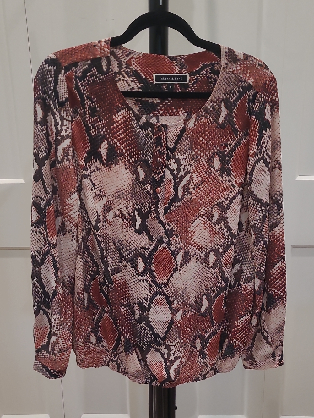 Melanie Lyne Women's Snake Print Blouse in Rust